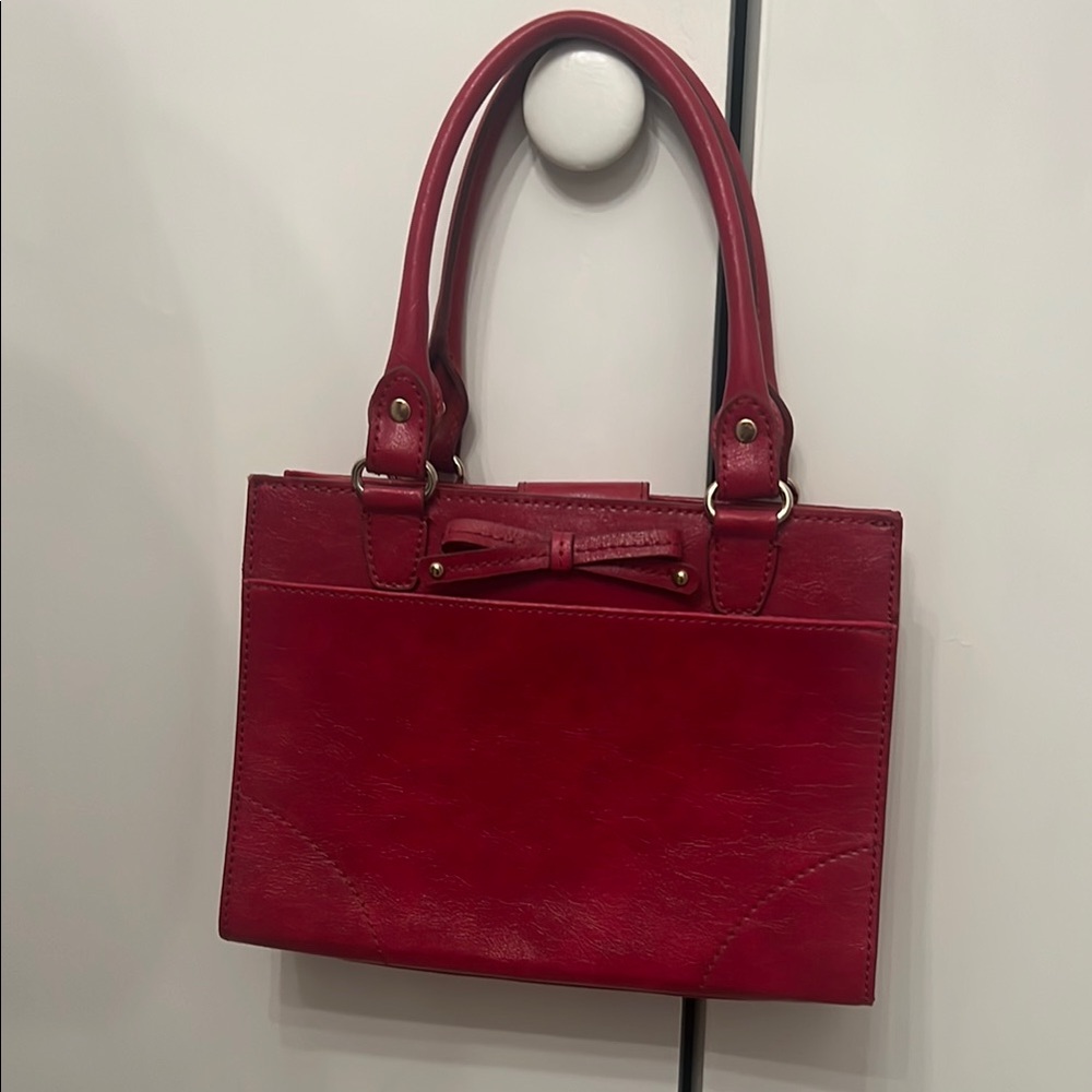 Liz Claiborne Red Hand Bag with Structured Design
